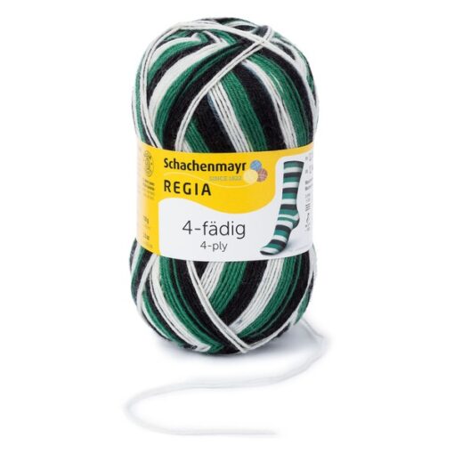 Regia 4ply Color 100g 05390 | schwarz-weiss-grün color - Image 2