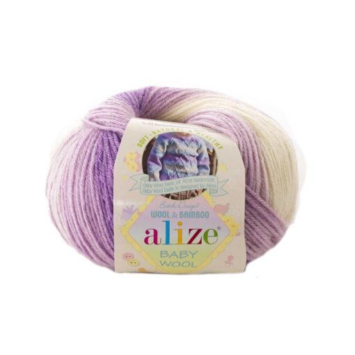 Baby Wool Batik 7254 (Valge, lilla)