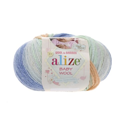 Baby Wool Batik 6539 (kollane, sinine, roheline, virsikuroos