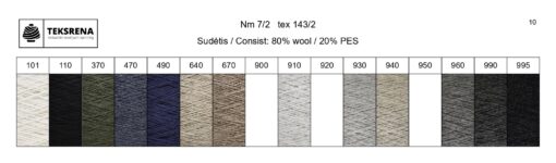 Nr 101 valge 100 g 80% villane + 20% polüester.