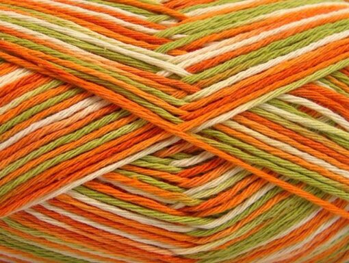 Natural Cotton Color Orange Green Cream 64037