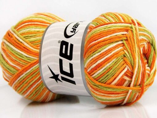 Natural Cotton Color Orange Green Cream 64037 - Image 2