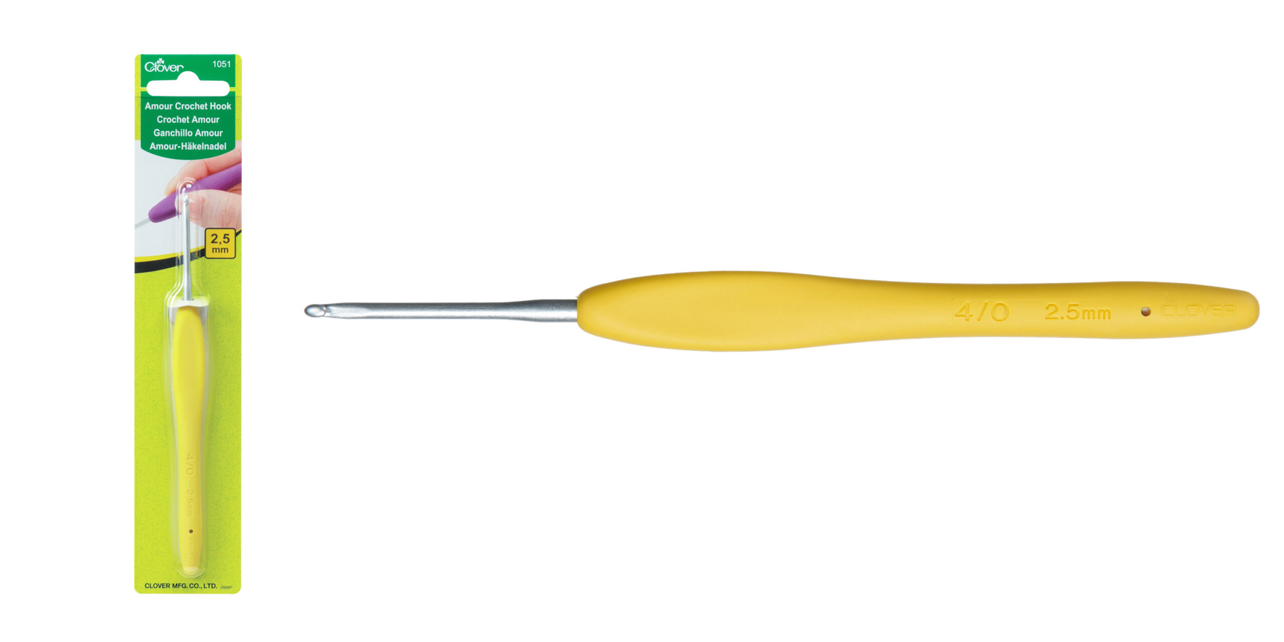 Clover Amour, 2,5 mm heegelnõel ergonoomilise käepidemega